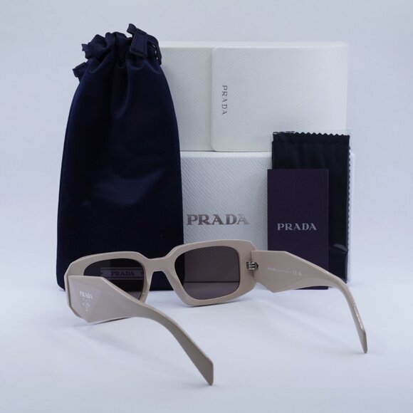 Prada PR17WS VYJ6X1 Sunglasses Powder Rectangle Frame, Purple Brown Lenses - Picture 12 of 13
